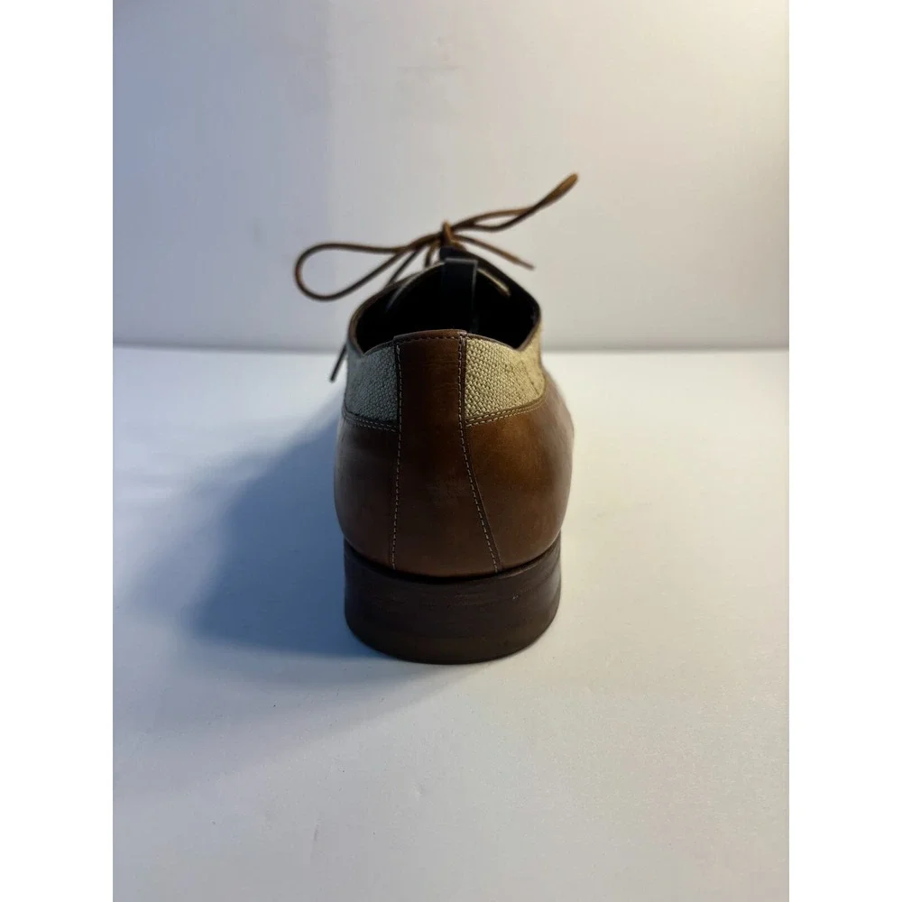 Bachrach Oxford Dress Shoes Men's US‎ 10M Brown Tan Leather Square Toe Lace Up
